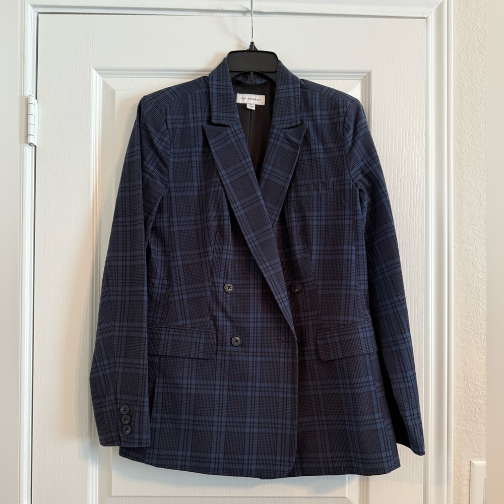 Navy Plaid Women's Blazer